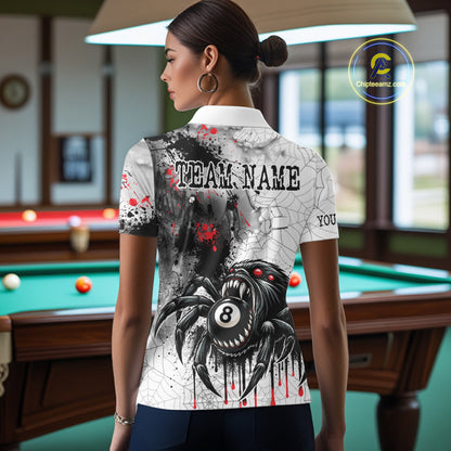 Personalized Splash Black And Red Spider 8 Ball Billiard Shirt For Women Custom Pool Billiard Jersey NYN4337