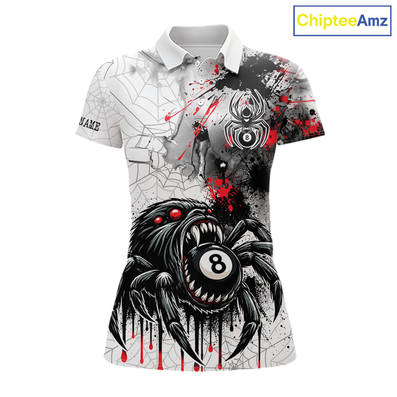 Personalized Splash Black And Red Spider 8 Ball Billiard Shirt For Women Custom Pool Billiard Jersey NYN4337