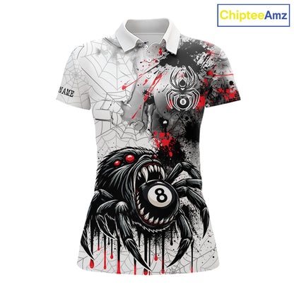 Personalized Splash Black And Red Spider 8 Ball Billiard Shirt For Women Custom Pool Billiard Jersey NYN4337