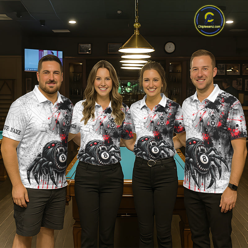 Personalized Splash Black And Red Spider 8 Ball Billiard Shirt For Women Custom Pool Billiard Jersey NYN4337