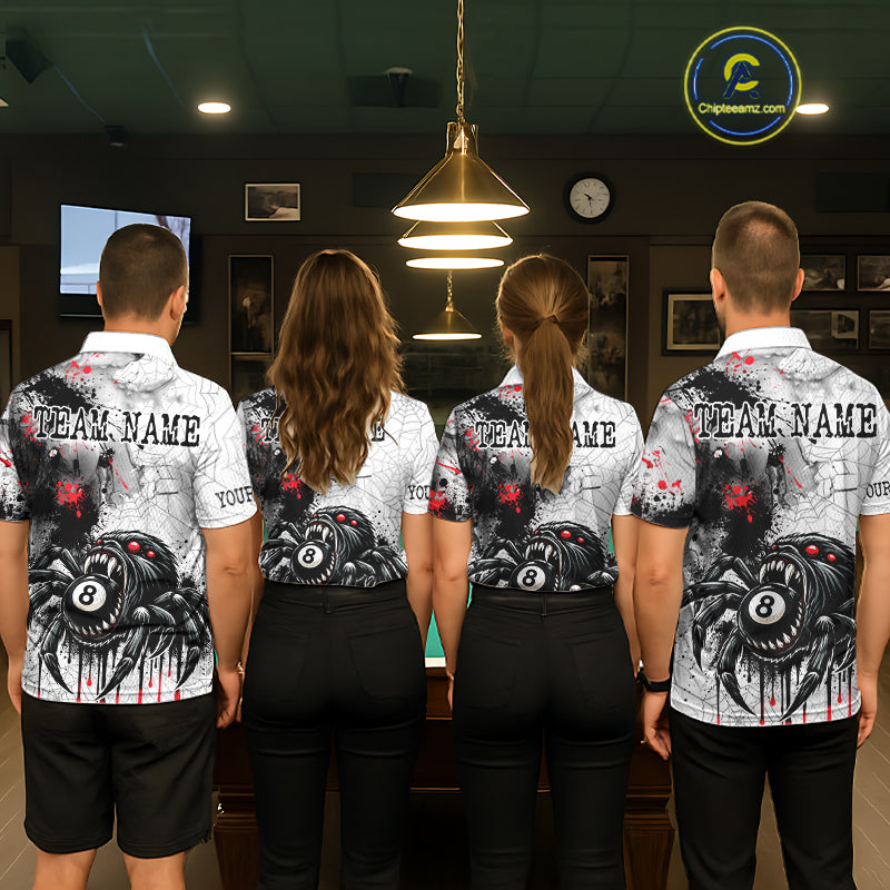 Personalized Splash Black And Red Spider 8 Ball Billiard Shirt For Women Custom Pool Billiard Jersey NYN4337