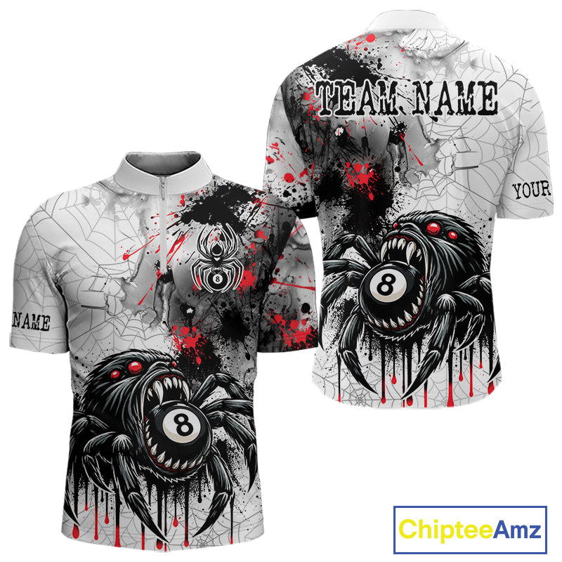 Personalized Splash Black And Red Spider 8 Ball Billiard Shirt For Men Custom Pool Billiard Jersey NYN4337