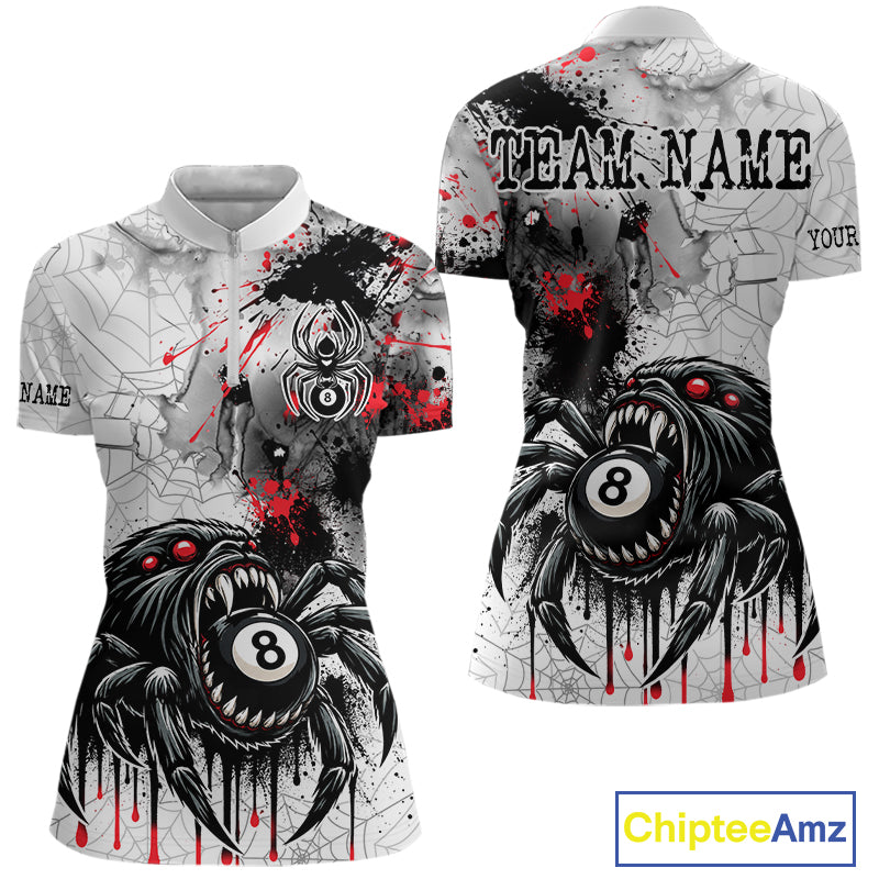 Personalized Splash Black And Red Spider 8 Ball Billiard Shirt For Women Custom Pool Billiard Jersey NYN4337