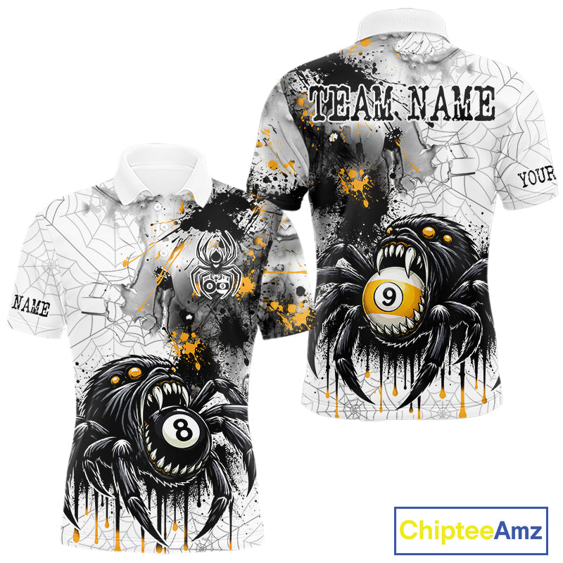 Splash Black And Yellow Spider 8 Ball & 9 Ball Billiard Shirt For Men Custom Pool Billiard Jersey NYN4338