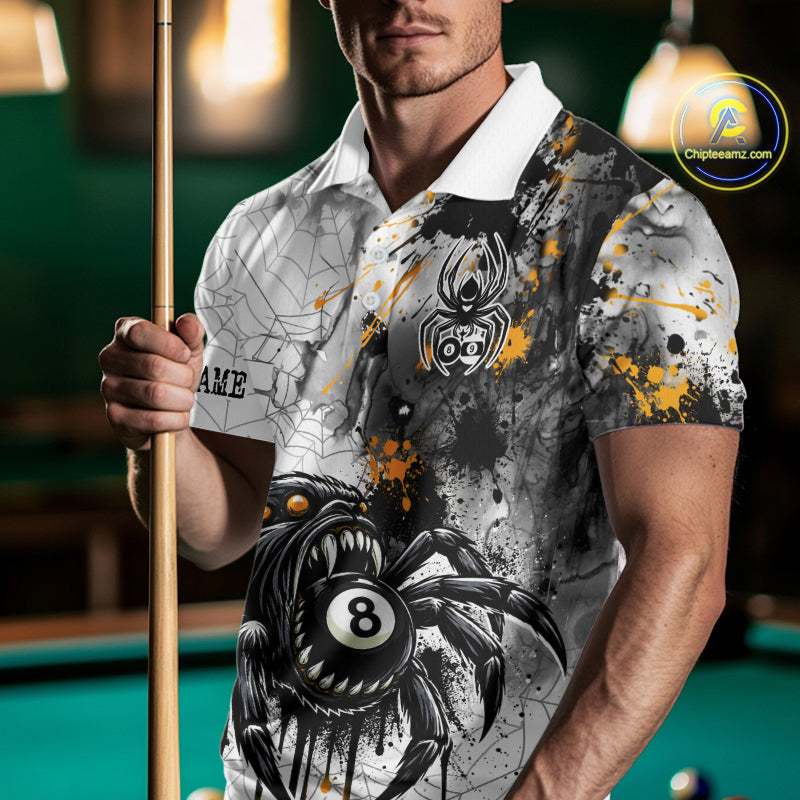 Splash Black And Yellow Spider 8 Ball & 9 Ball Billiard Shirt For Men Custom Pool Billiard Jersey NYN4338