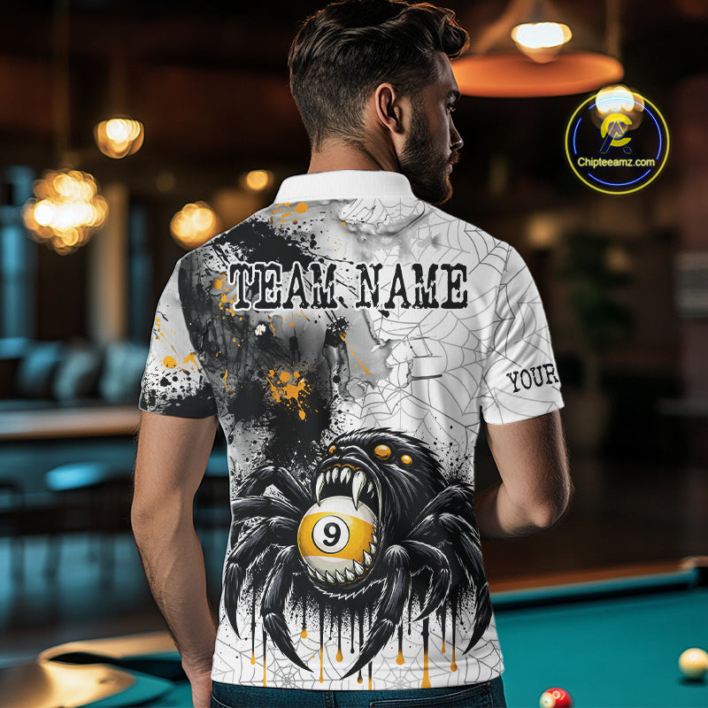 Splash Black And Yellow Spider 8 Ball & 9 Ball Billiard Shirt For Men Custom Pool Billiard Jersey NYN4338