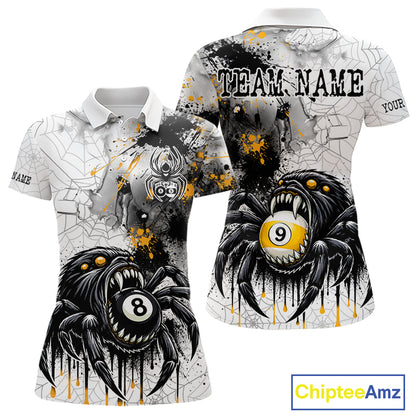 Splash Black And Yellow Spider 8 Ball & 9 Ball Billiard Shirt For Women Custom Pool Billiard Jersey NYN4338