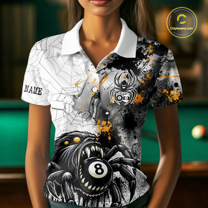 Splash Black And Yellow Spider 8 Ball & 9 Ball Billiard Shirt For Women Custom Pool Billiard Jersey NYN4338