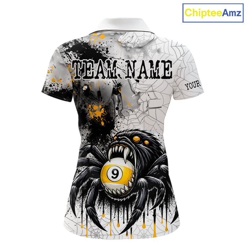 Splash Black And Yellow Spider 8 Ball & 9 Ball Billiard Shirt For Women Custom Pool Billiard Jersey NYN4338
