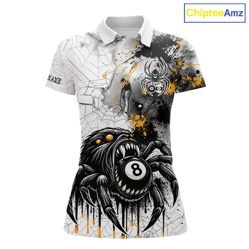 Splash Black And Yellow Spider 8 Ball & 9 Ball Billiard Shirt For Women Custom Pool Billiard Jersey NYN4338