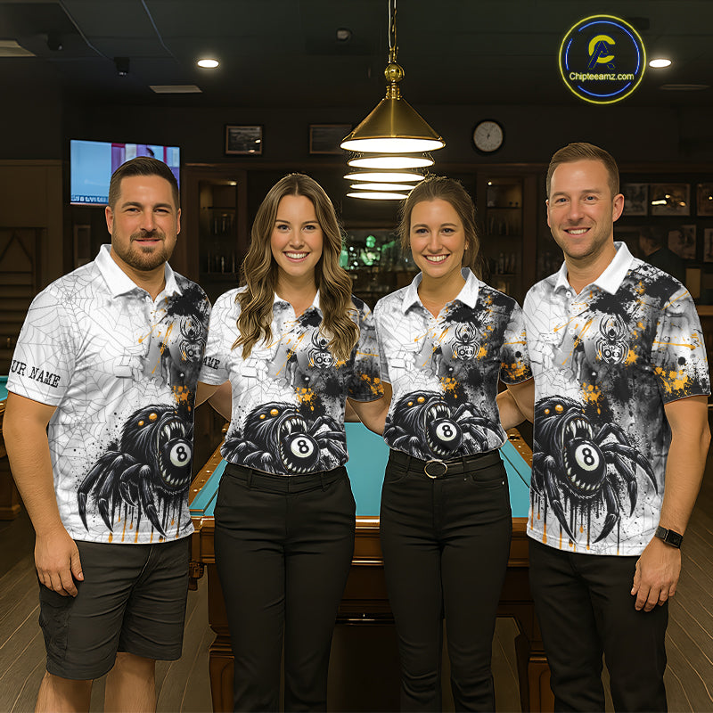Splash Black And Yellow Spider 8 Ball & 9 Ball Billiard Shirt For Men Custom Pool Billiard Jersey NYN4338