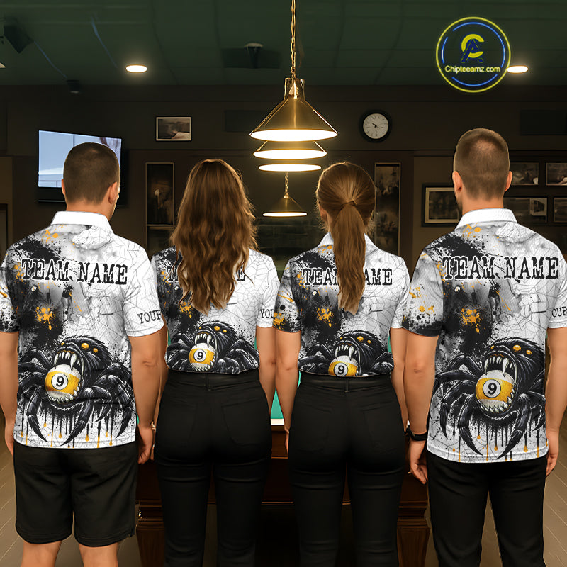 Splash Black And Yellow Spider 8 Ball & 9 Ball Billiard Shirt For Men Custom Pool Billiard Jersey NYN4338