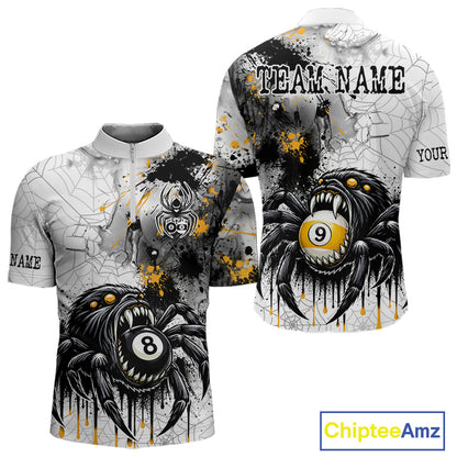 Splash Black And Yellow Spider 8 Ball & 9 Ball Billiard Shirt For Men Custom Pool Billiard Jersey NYN4338