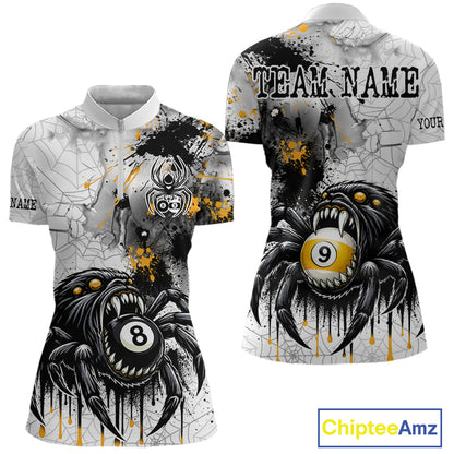Splash Black And Yellow Spider 8 Ball & 9 Ball Billiard Shirt For Women Custom Pool Billiard Jersey NYN4338