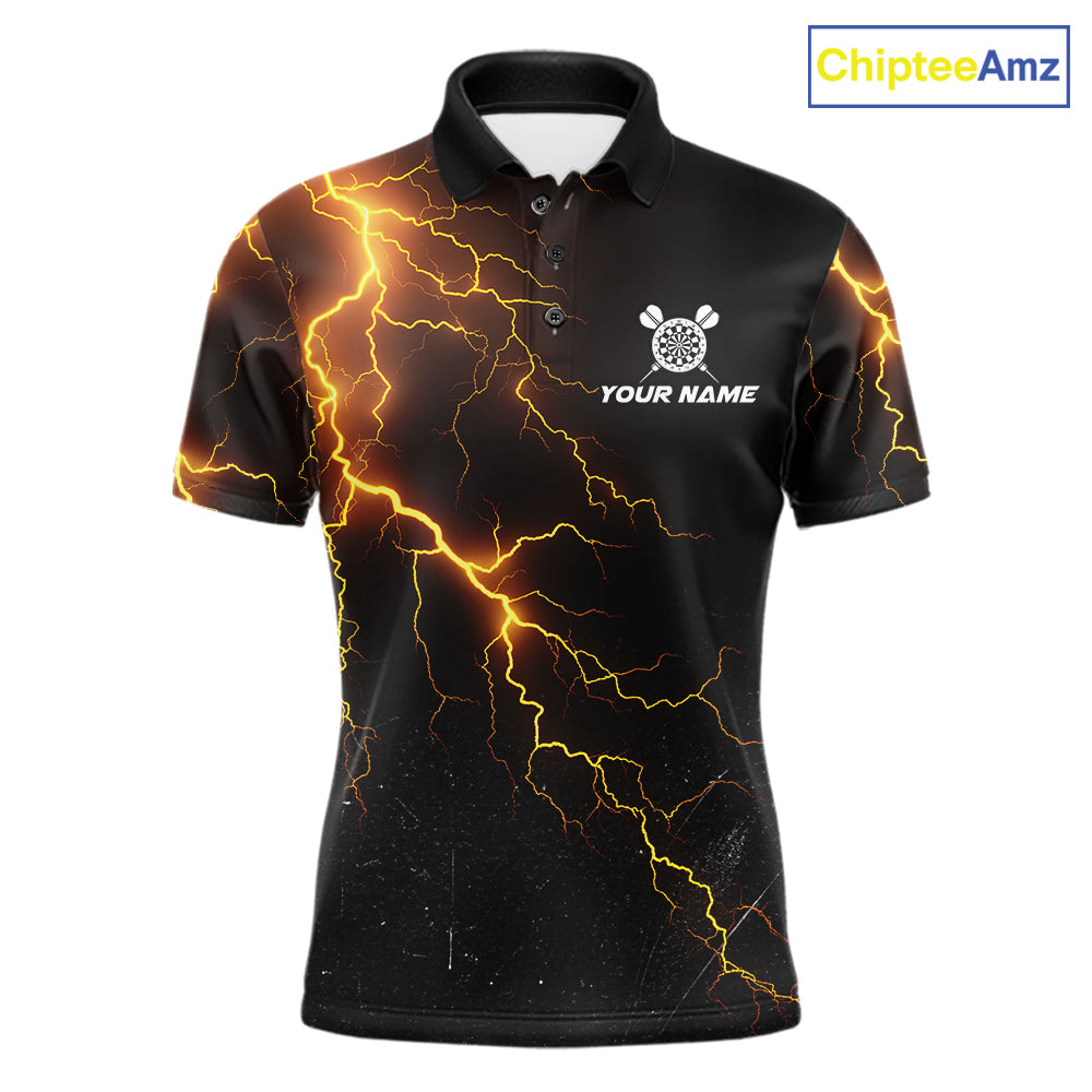 Funny Tornado Darts Polo 1/4-Zip For Men Cowboy Darts Team Jersey Yellow Thunder Darts Tournament Shirt NYN4704