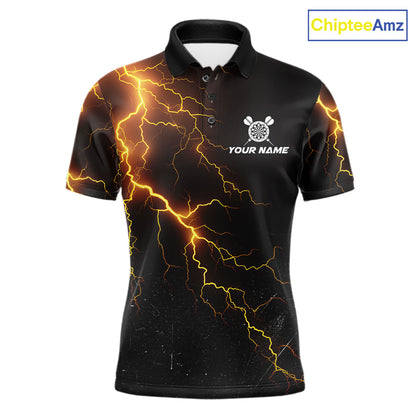 Funny Tornado Darts Polo 1/4-Zip For Men Cowboy Darts Team Jersey Yellow Thunder Darts Tournament Shirt NYN4704