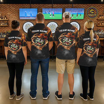 Funny Tornado Darts Polo 1/4-Zip For Men Cowboy Darts Team Jersey Yellow Thunder Darts Tournament Shirt NYN4704