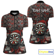 Load image into Gallery viewer, Custom Funny Dartboard Red Graffiti Christmas Darts Quarter-Zip Shirt For Women, Xmas Dart Jerseys NYN1829