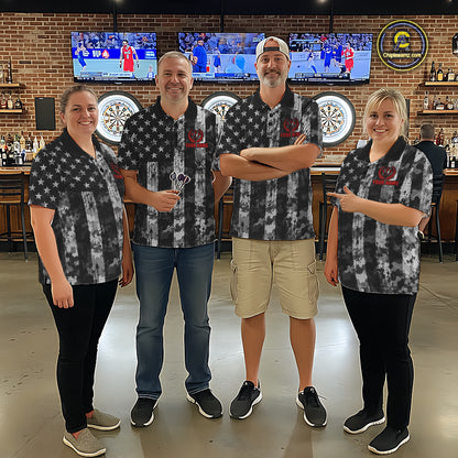 Custom Funny Men Darts Beer Camo Polo 1/4-Zip Jersey Funny Military Veteran Darts Tournament Apparel NYN5105