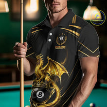 Load image into Gallery viewer, Black &amp; Gold 8 Ball Crown Men's Billiard Team Shirt Custom Dragon Pool Billiard Jerseys NYN2348