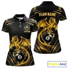 Load image into Gallery viewer, Black &amp; Gold 8 Ball Crown Women's Billiard Team Shirt Custom Dragon Pool Billiard Jerseys NYN2348