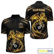 Load image into Gallery viewer, Black &amp; Gold 8 Ball Crown Men's Billiard Team Shirt Custom Dragon Pool Billiard Jerseys NYN2348