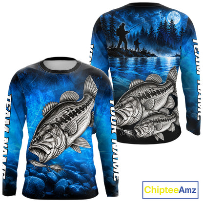 Custom Bass Fishing Tournament Shirt Bass Fishing Jersey Custom Name Fisherman Short & Long Sleeve Apparel NYN4715