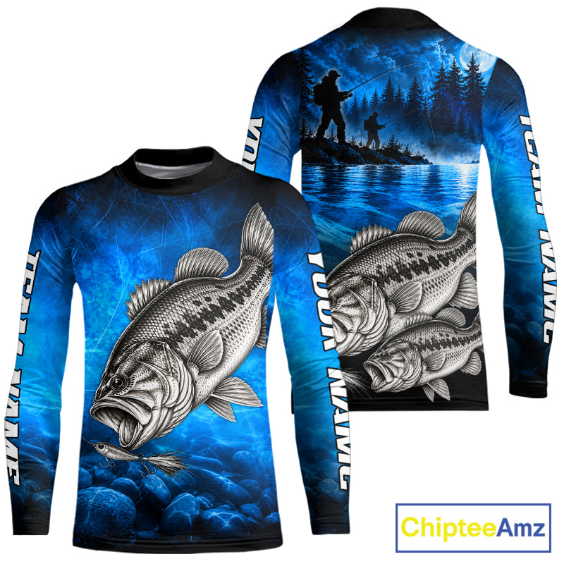 Custom Bass Fishing Tournament Shirt Bass Fishing Jersey Custom Name Fisherman Short & Long Sleeve Apparel NYN4715
