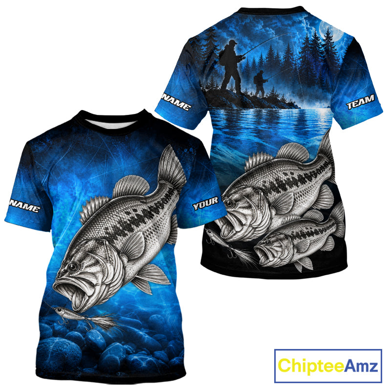 Custom Bass Fishing Tournament Shirt Bass Fishing Jersey Custom Name Fisherman Short & Long Sleeve Apparel NYN4715