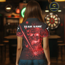 Load image into Gallery viewer, Lightning Red Butterflies Skull Dartboard Custom Women Darts Polo Shirt Dart Jerseys NYN1849