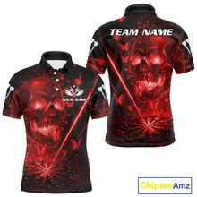 Load image into Gallery viewer, Lightning Red Butterflies Skull Dartboard Custom Men Darts Polo Shirt Dart Jerseys NYN1849