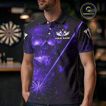 Load image into Gallery viewer, Lightning Purple Butterflies Skull Dartboard Custom Men Darts Polo Shirt Dart Jerseys NYN1850