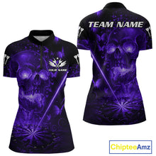 Load image into Gallery viewer, Lightning Purple Butterflies Skull Dartboard Custom Women Darts Quarter-Zip Shirt Dart Jerseys NYN1850