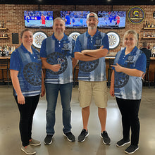 Load image into Gallery viewer, Blue Grey Grunge Dartboard Women Dart Polo &amp; 1/4-Zip Shirt Custom Team Name Dart Jersey For Darters NYN2975