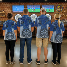 Load image into Gallery viewer, Blue Grey Grunge Dartboard Women Dart Polo &amp; 1/4-Zip Shirt Custom Team Name Dart Jersey For Darters NYN2975