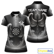Load image into Gallery viewer, Grey Silver Wings Dartboard &amp; Arrow Custom Women Darts Polo Shirt Outfits Dart Jerseys NYN1858