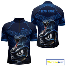 Load image into Gallery viewer, Personalized Funny 8 Ball Pool Cobra Snake Billiard Shirts For Men Billiard Polo &amp; 1/4-Zip Jerseys NYN2988