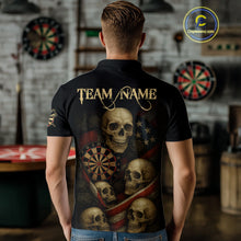Load image into Gallery viewer, Custom Grunge Skull Dartboard Patriotic Dart Men Polo Shirt US Flag Dart Jerseys NYN1562