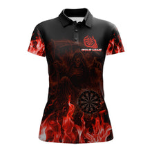 Load image into Gallery viewer, Custom Red Flaming Grim Reaper Dartboard Women Dart Polo Shirt Personalized Skull Dart Team Jerseys NYN2774