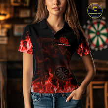 Load image into Gallery viewer, Custom Red Flaming Grim Reaper Dartboard Women Dart Polo Shirt Personalized Skull Dart Team Jerseys NYN2774