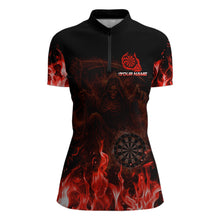 Load image into Gallery viewer, Custom Red Flaming Grim Reaper Dartboard Women Dart Polo Shirt Personalized Skull Dart Team Jerseys NYN2774