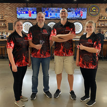 Load image into Gallery viewer, Custom Red Flaming Grim Reaper Dartboard Women Dart Polo Shirt Personalized Skull Dart Team Jerseys NYN2774