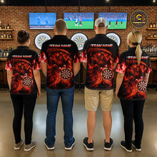 Load image into Gallery viewer, Custom Red Flaming Grim Reaper Dartboard Women Dart Polo Shirt Personalized Skull Dart Team Jerseys NYN2774