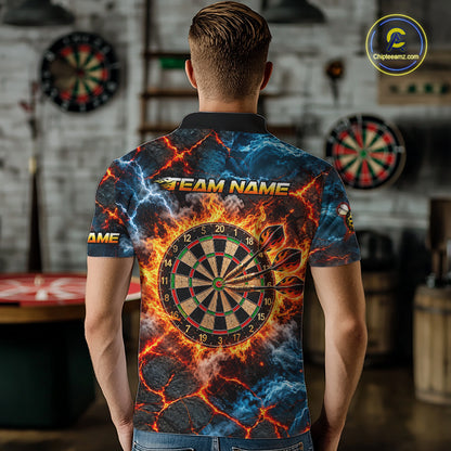 Dragon Dartboard Polo 1/4-Zip Shirt For Men Custom Fire Ice Dragon Darts Jersey Darts Tournament Gift NYN4745