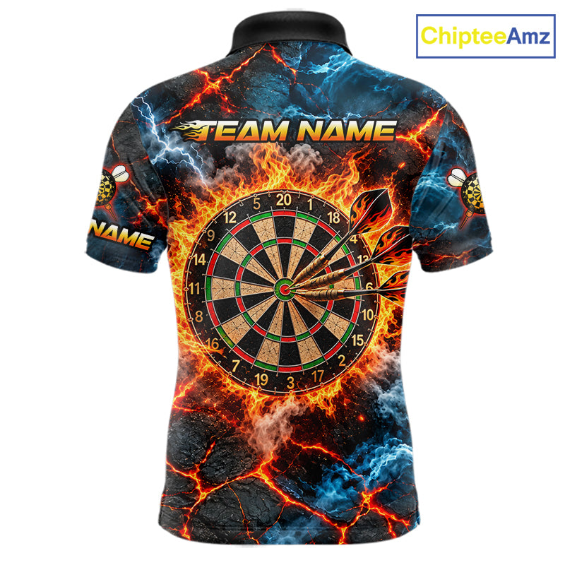 Dragon Dartboard Polo 1/4-Zip Shirt For Men Custom Fire Ice Dragon Darts Jersey Darts Tournament Gift NYN4745