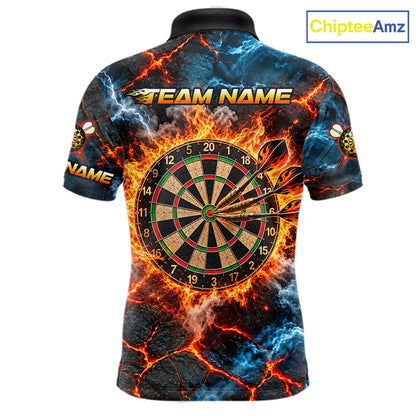 Dragon Dartboard Polo 1/4-Zip Shirt For Men Custom Fire Ice Dragon Darts Jersey Darts Tournament Gift NYN4745