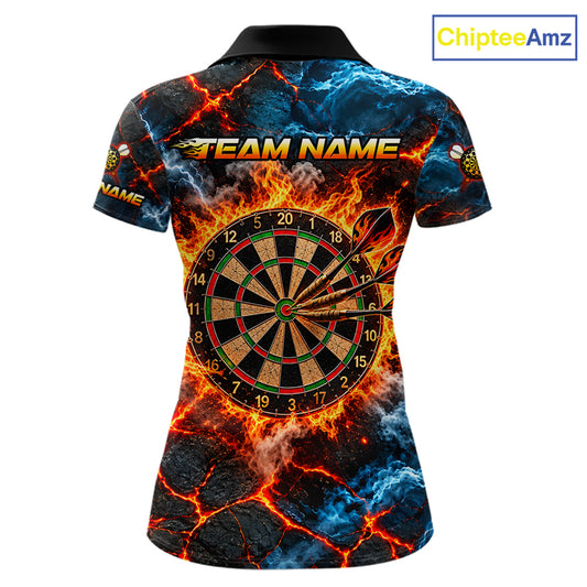 Dragon Dartboard Polo 1/4-Zip Shirt For Women Custom Fire Ice Dragon Darts Jersey Darts Tournament Gift NYN4745