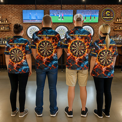 Dragon Dartboard Polo 1/4-Zip Shirt For Men Custom Fire Ice Dragon Darts Jersey Darts Tournament Gift NYN4745