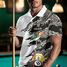 Load image into Gallery viewer, 8 Ball &amp; 9 Ball Pool Billiard Cue Shirt For Men Custom Grey Camo Billiard Team Jersey NYN3426