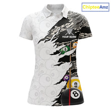 Load image into Gallery viewer, 8 Ball 9 Ball Billiard Cue Shirt For Women Custom Grey Camo Pool Team Jersey